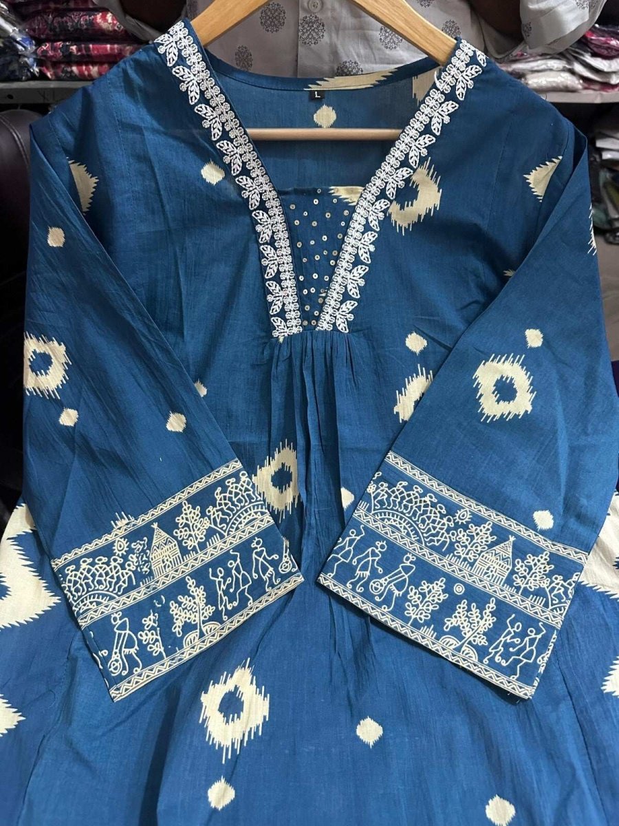 Cotton Printed Indian Pakistani Salwar Kameez – Printed A - line Dress Wear Suit - 001FASHIONFORWARD