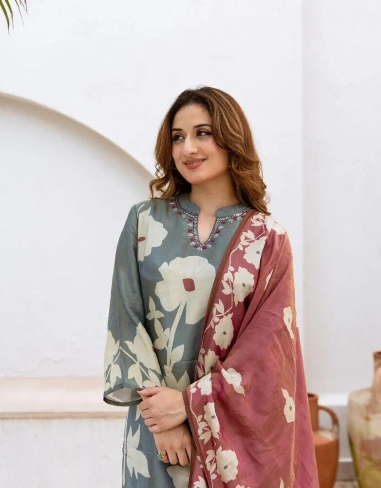 Cotton Printed Punjabi Salwar Kameez – 3 - Piece Indian Pakistani Ethnic Floral - 001FASHIONFORWARD