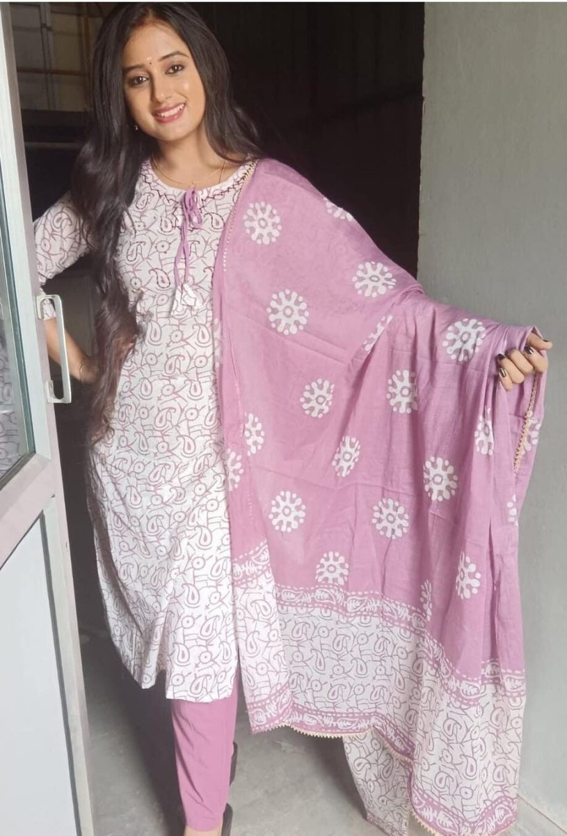 Cotton Printed Salwar kameez Straight Kurta Pant Suit Women Partywear 3 Pc Suit - 001FASHIONFORWARD