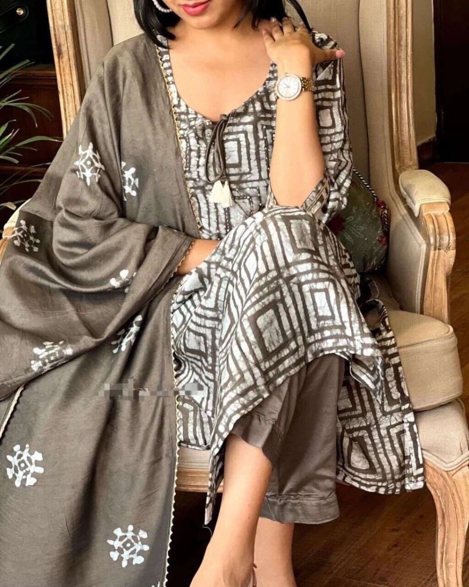 Cotton Printed Women Suit Kurti Indian Pakistani Salwar Kameez Set 3 pcs - 001FASHIONFORWARD
