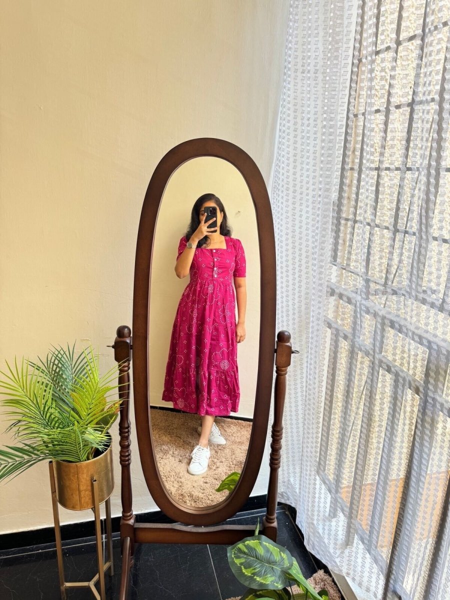 Cotton Readymade Indian women Anarkali Gown suit Ready to Wear Ikat women - 001FASHIONFORWARD