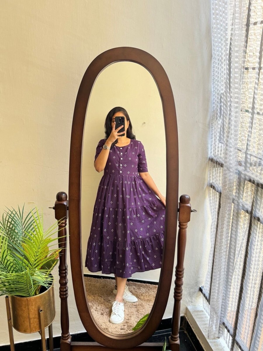 Cotton Readymade Indian women Anarkali Gown suit Ready to Wear Ikat women - 001FASHIONFORWARD