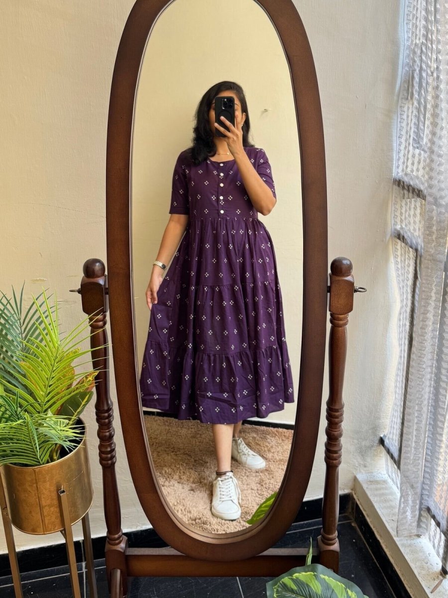 Cotton Readymade Indian women Anarkali Gown suit Ready to Wear Ikat women - 001FASHIONFORWARD