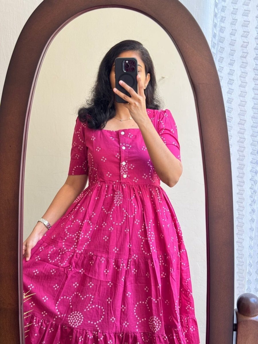 Cotton Readymade Indian women Anarkali Gown suit Ready to Wear Ikat women - 001FASHIONFORWARD