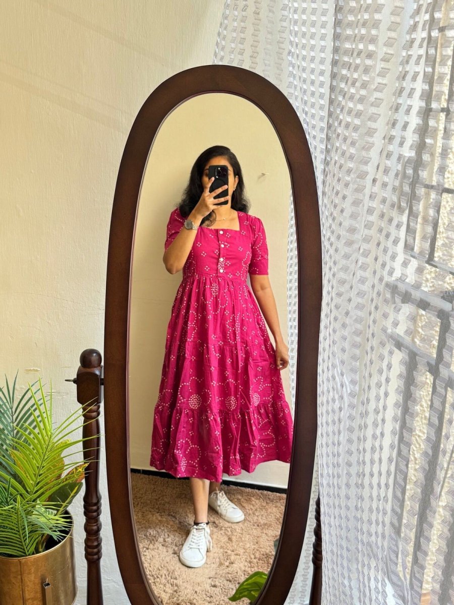 Cotton Readymade Indian women Anarkali Gown suit Ready to Wear Ikat women - 001FASHIONFORWARD