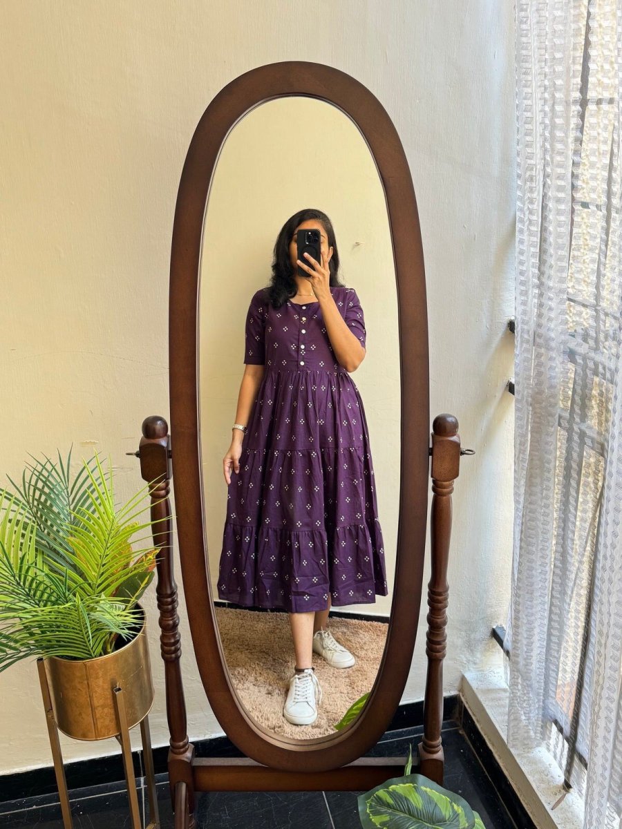 Cotton Readymade Indian women Anarkali Gown suit Ready to Wear Ikat women - 001FASHIONFORWARD