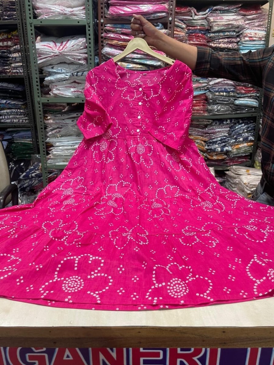 Cotton Readymade Indian women Anarkali Gown suit Ready to Wear Ikat women - 001FASHIONFORWARD