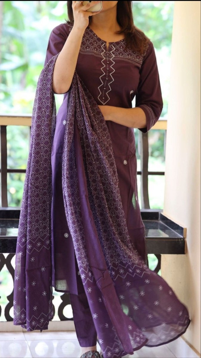 Cotton Salwar Kameez Dress – Ready - to - Wear 3 - Piece Indian Wedding & Party Suit - 001FASHIONFORWARD