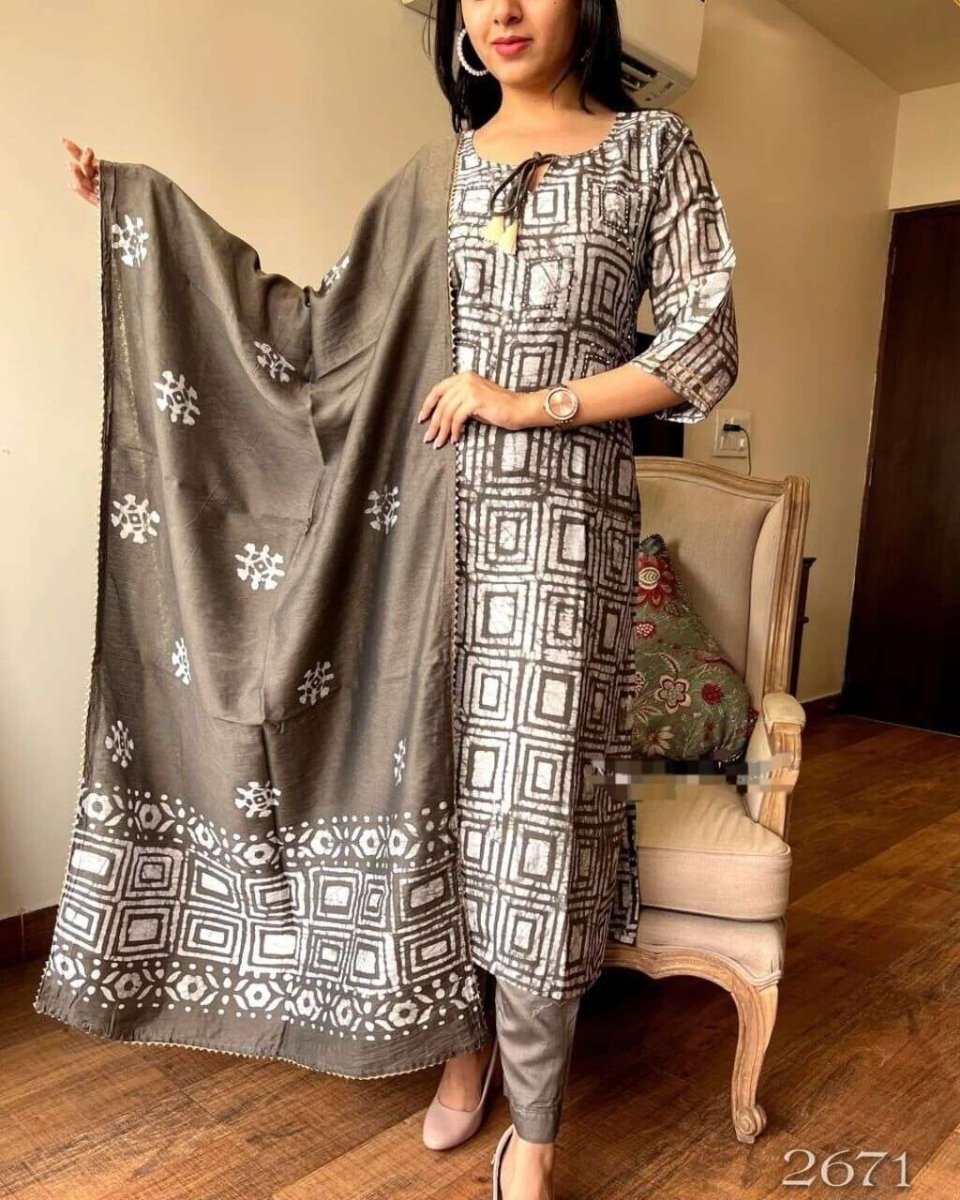 Cotton Salwar kameez Printed Straight Kurta Pant & Suit Women Partywear - 001FASHIONFORWARD