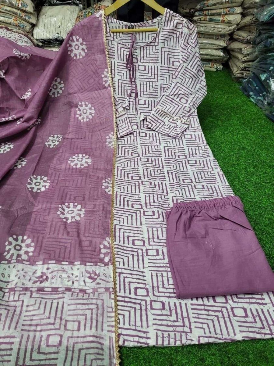 Cotton Salwar kameez Printed Straight Kurta Pant & Suit Women Partywear - 001FASHIONFORWARD