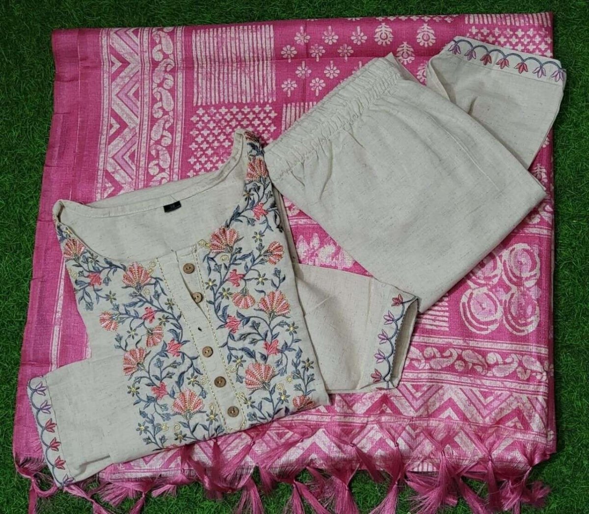 Cotton Salwar Kameez Suit Kurti Women Tunic Kurta Pant Dupatta Set Dress - 001FASHIONFORWARD
