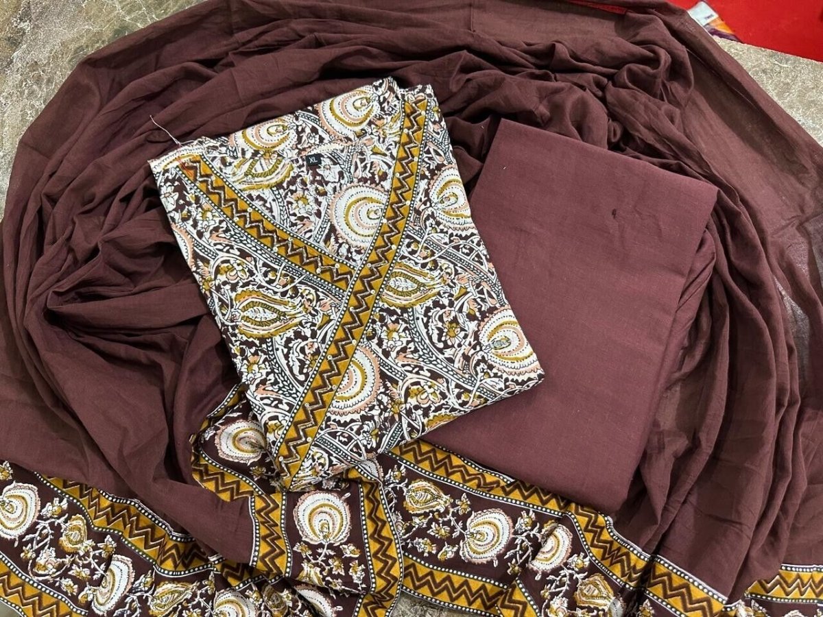 Cotton Sanganeri Print Flared Anarkali Suit , Wedding party wear Kurti pant 3 - 001FASHIONFORWARD