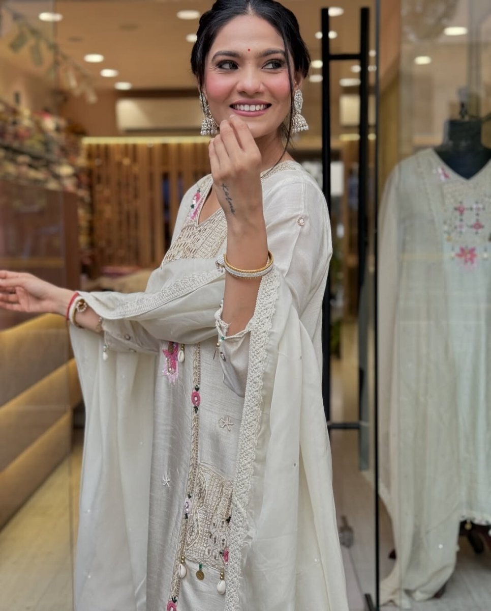 Designer Cotton Salwar Kameez Suit – Pakistani Bollywood Party Wear - 001FASHIONFORWARD