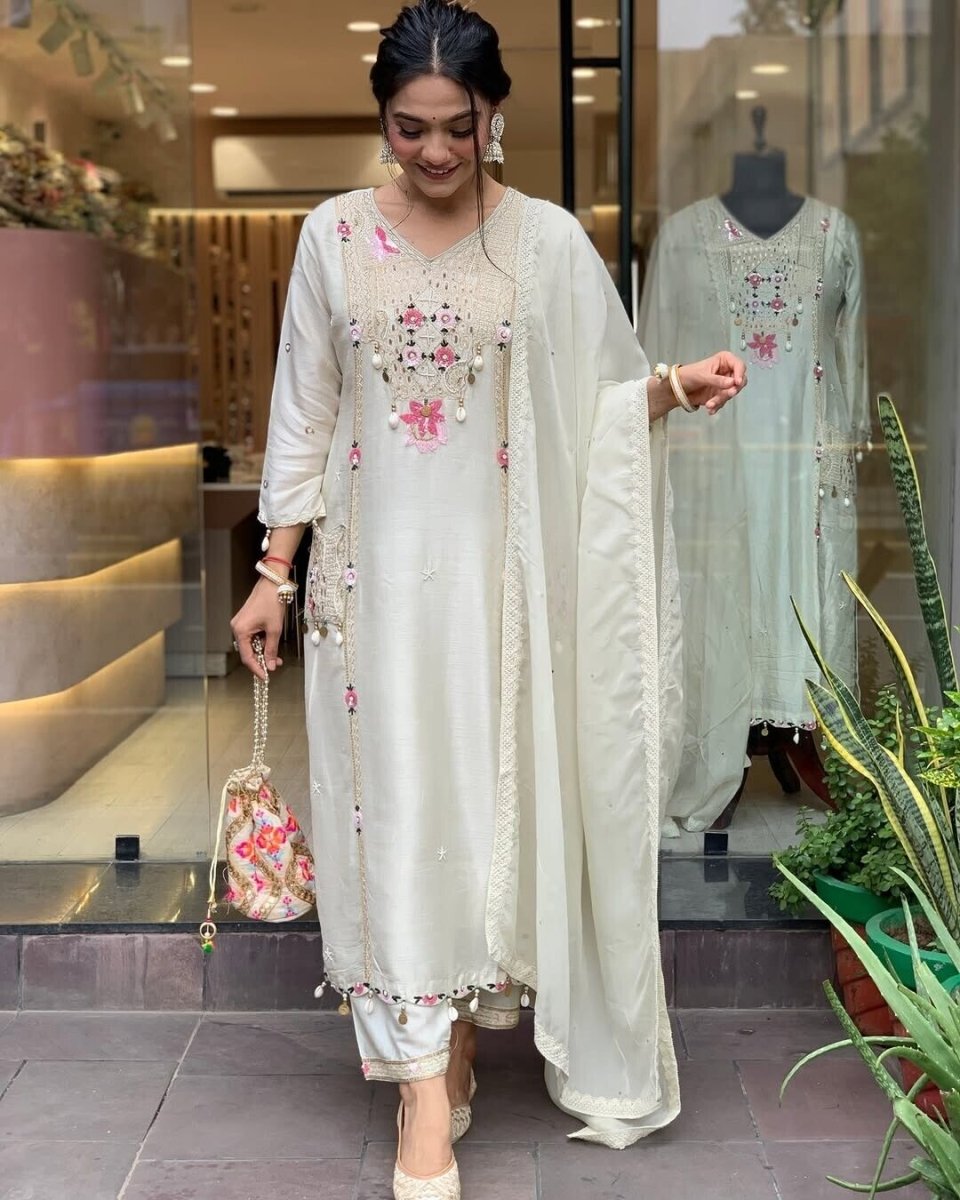 Designer Cotton Salwar Kameez Suit – Pakistani Bollywood Party Wear - 001FASHIONFORWARD