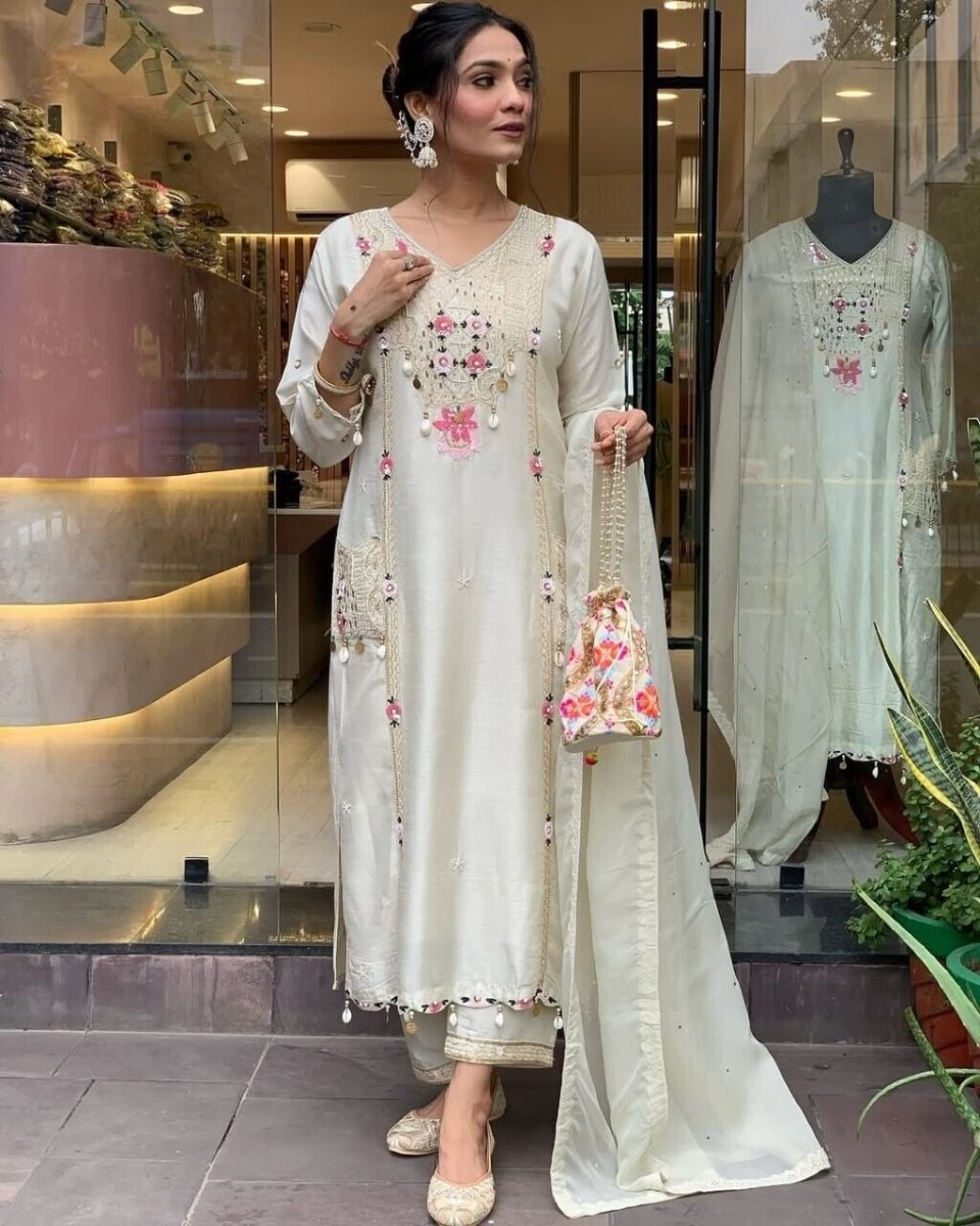 Designer Cotton Salwar Kameez Suit – Pakistani Bollywood Party Wear - 001FASHIONFORWARD