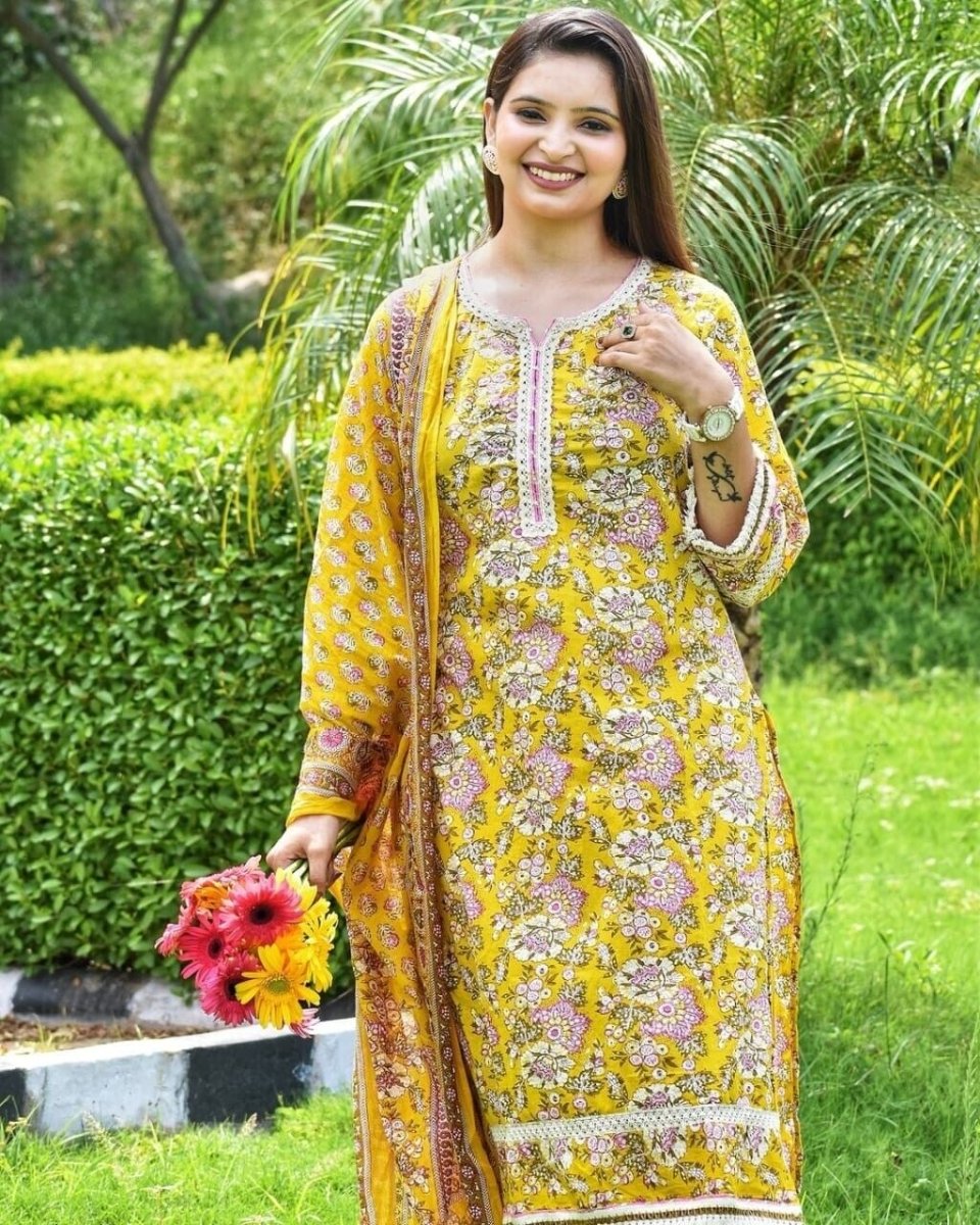 Designer Cotton Salwar Kameez Suit – Pakistani Bollywood Party & Wedding Wear - 001FASHIONFORWARD