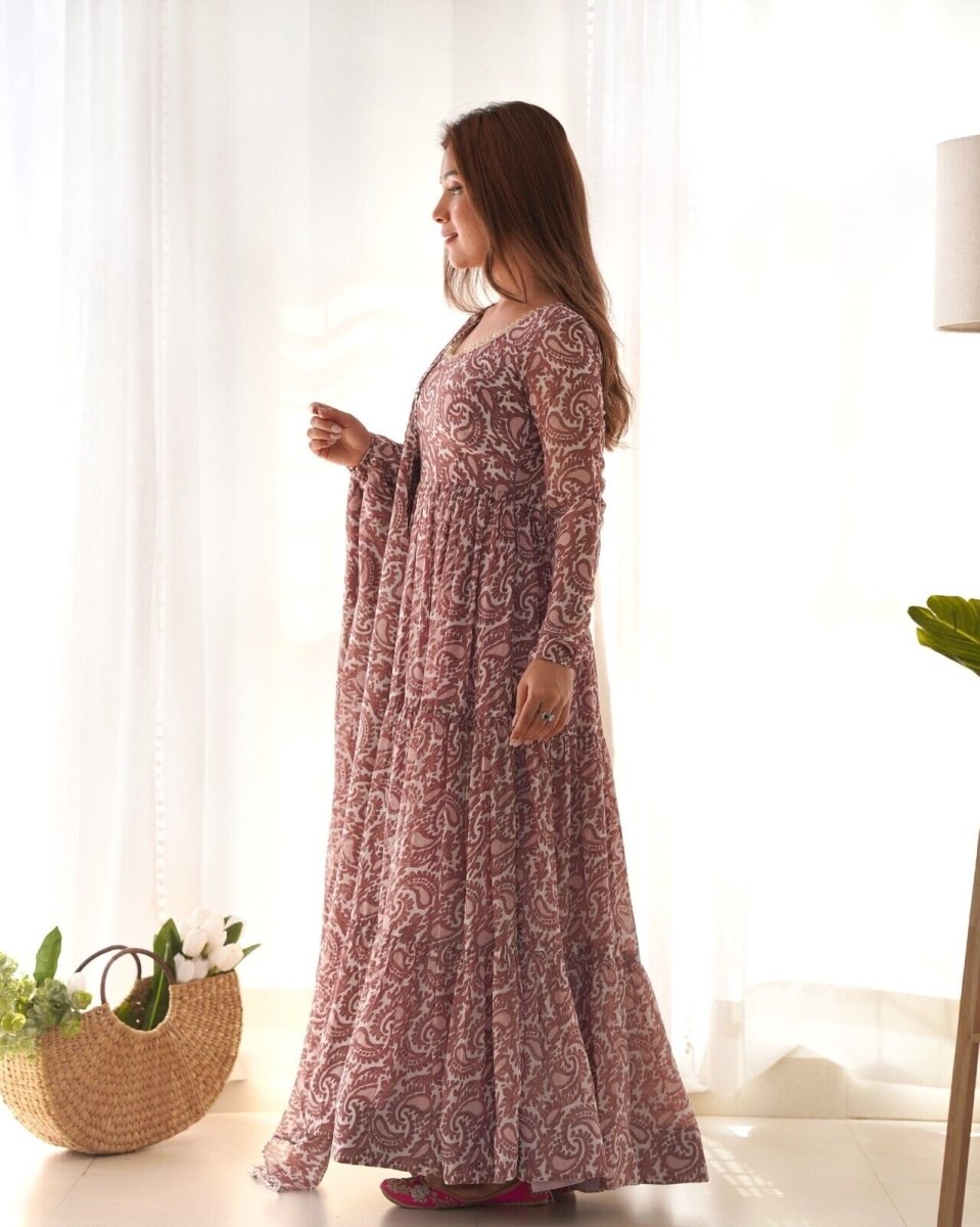 Designer Flared Anarkali Gown Suit Set – Bollywood - Inspired Pakistani Wear - 001FASHIONFORWARD