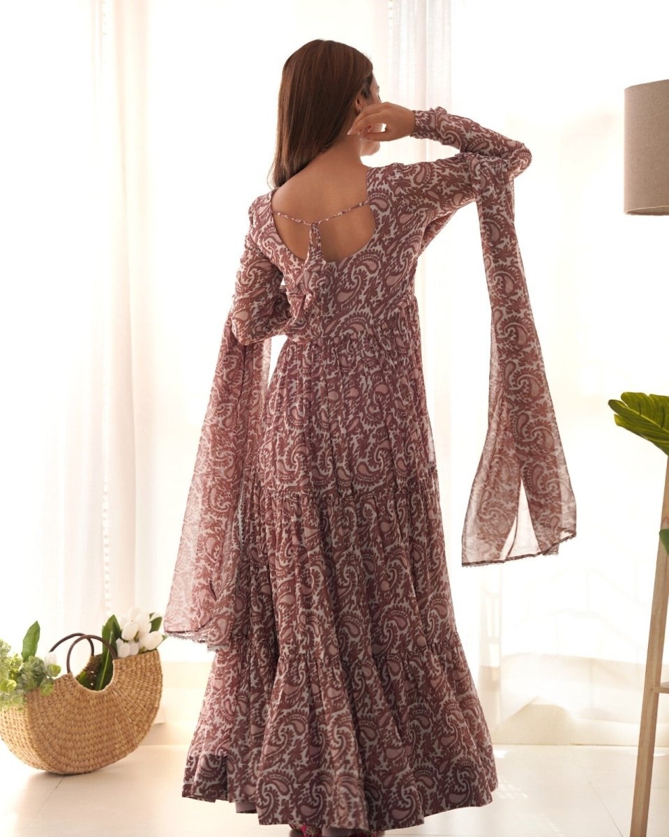 Designer Flared Anarkali Gown Suit Set – Bollywood - Inspired Pakistani Wear - 001FASHIONFORWARD