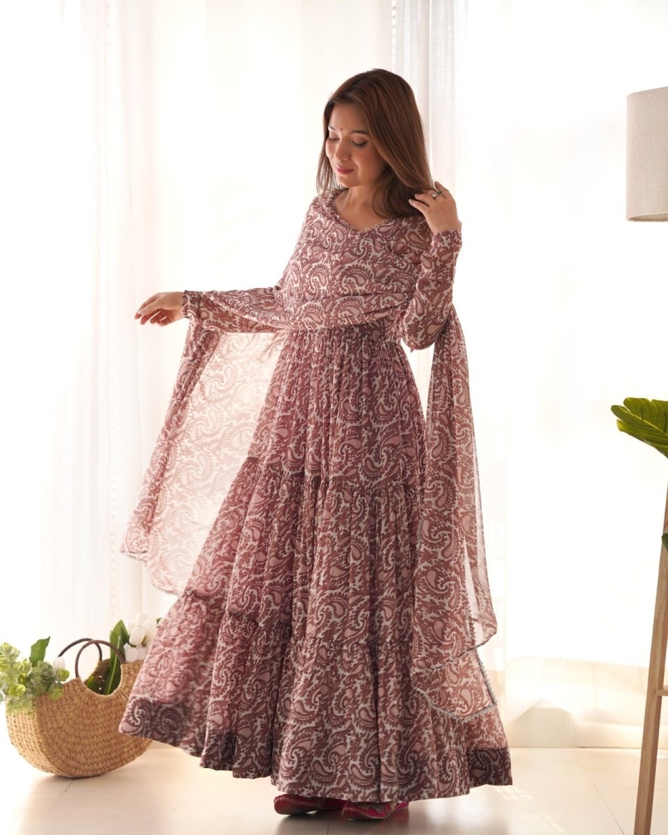 Designer Flared Anarkali Gown Suit Set – Bollywood - Inspired Pakistani Wear - 001FASHIONFORWARD