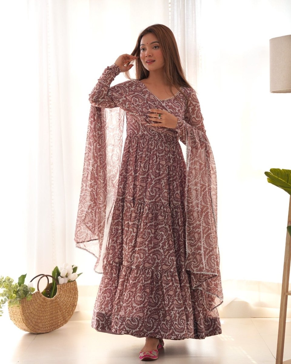 Designer Flared Anarkali Gown Suit Set – Bollywood - Inspired Pakistani Wear - 001FASHIONFORWARD