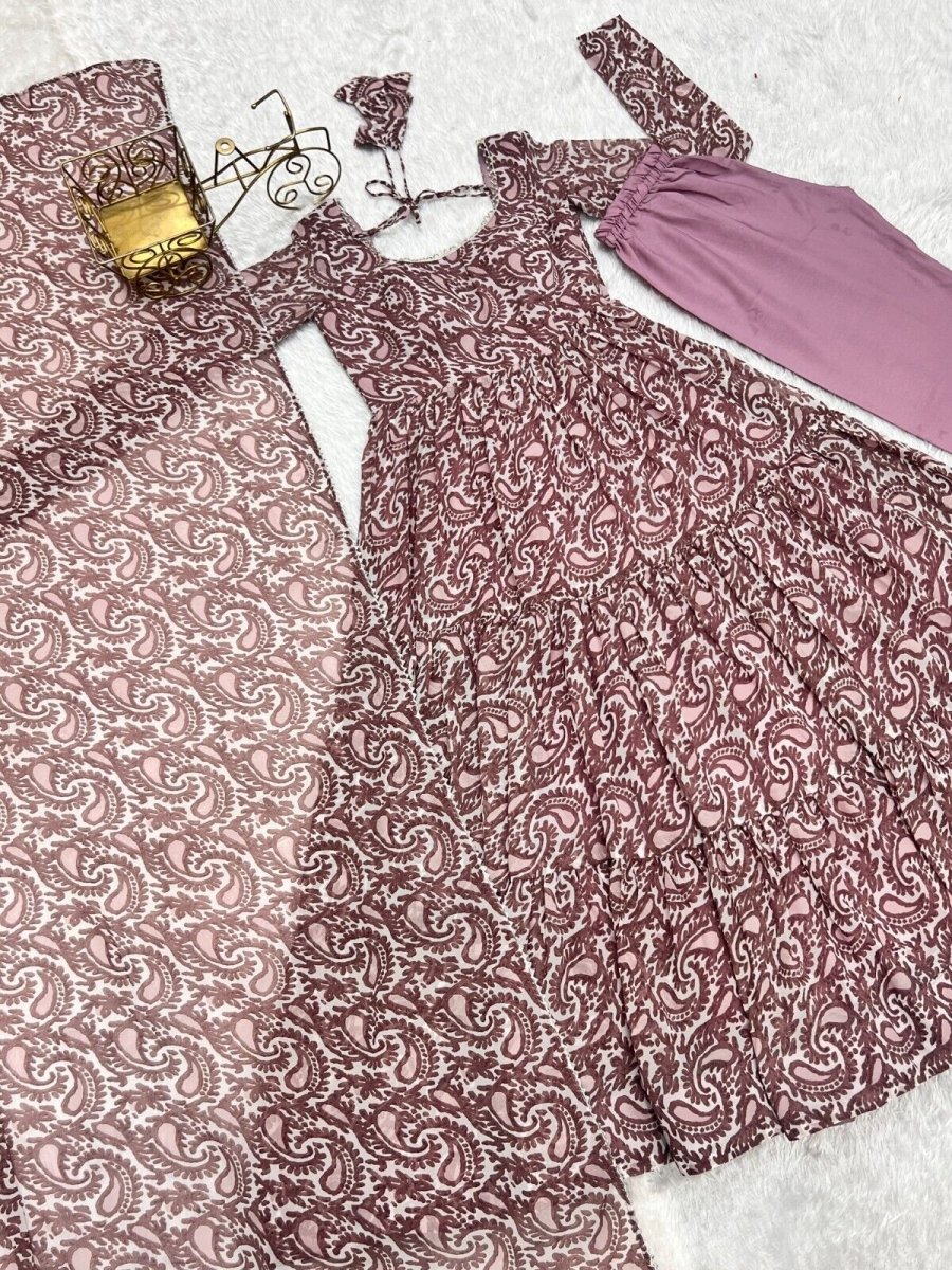 Designer Flared Anarkali Gown Suit Set – Bollywood - Inspired Pakistani Wear - 001FASHIONFORWARD
