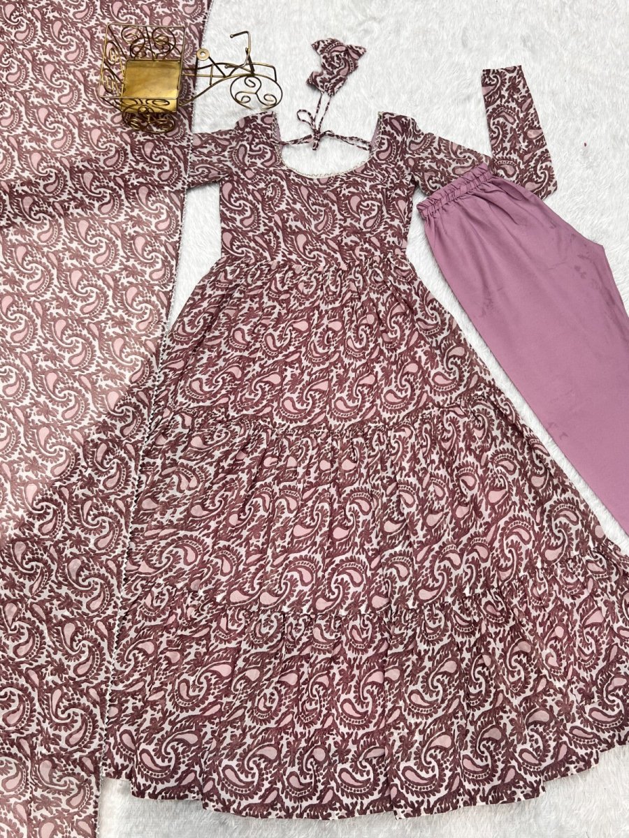 Designer Flared Anarkali Gown Suit Set – Bollywood - Inspired Pakistani Wear - 001FASHIONFORWARD