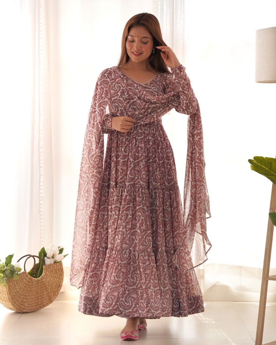 Designer Flared Anarkali Gown Suit Set – Bollywood - Inspired Pakistani Wear - 001FASHIONFORWARD