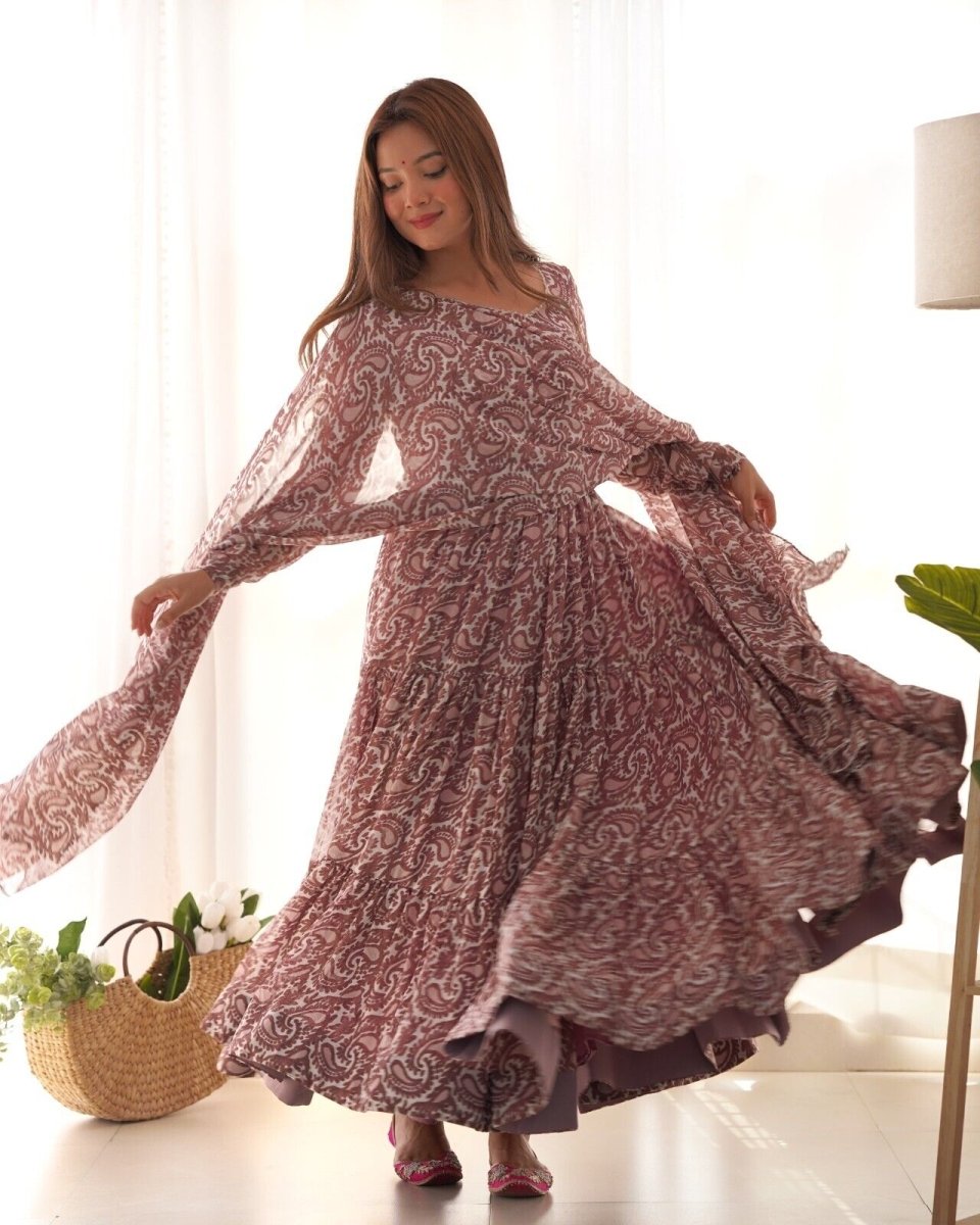 Designer Flared Anarkali Gown Suit Set – Bollywood - Inspired Pakistani Wear - 001FASHIONFORWARD