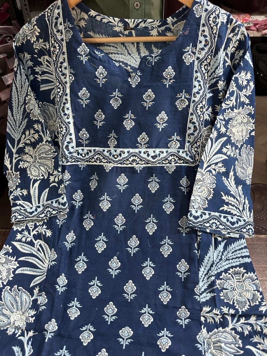 Embroided Floral Printed kurta Salwar Kameez Suit Set Indian Fabric Cotton 60 - 001FASHIONFORWARD