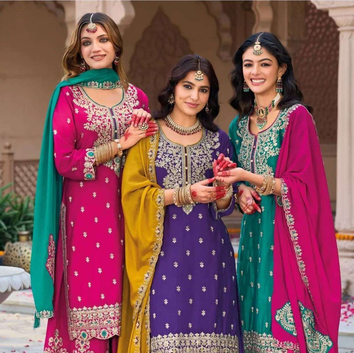 Embroidered Designer Sharara suit Thread & Sequence Work Party Wear Palazzo - 001FASHIONFORWARD