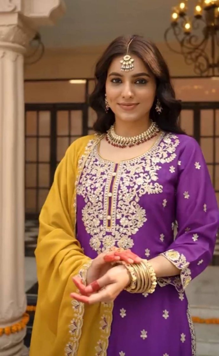 Embroidered Designer Sharara suit Thread & Sequence Work Party Wear Palazzo - 001FASHIONFORWARD