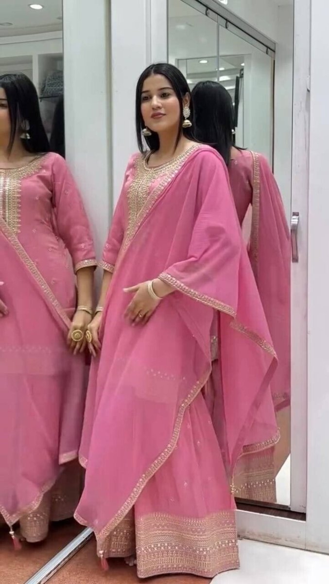 Embroidered Georgette Pakistani Party Wear Fancy Sharara palazzo Set - 001FASHIONFORWARD