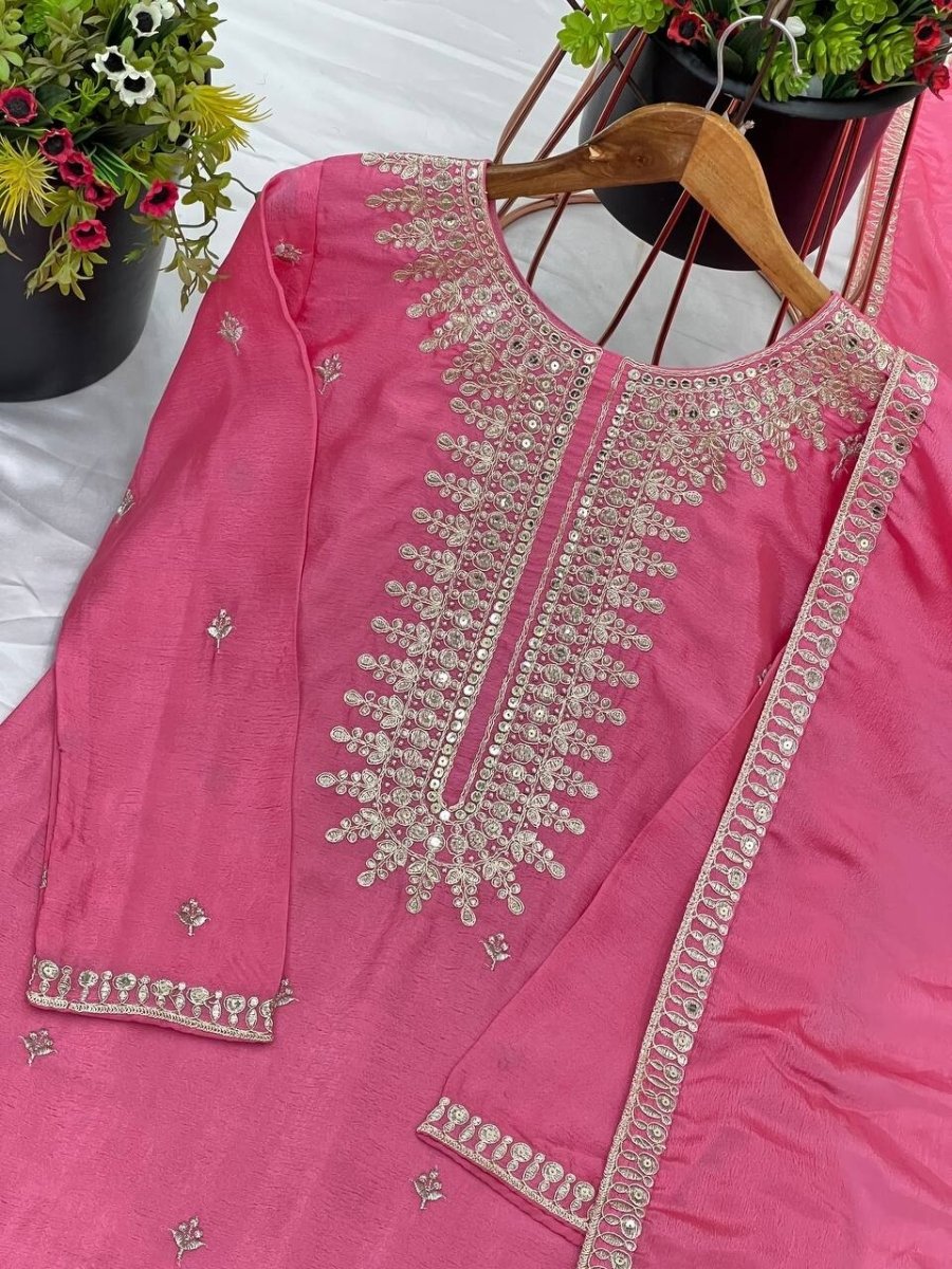 Embroidered Georgette Pakistani Party Wear Fancy Sharara palazzo Set - 001FASHIONFORWARD
