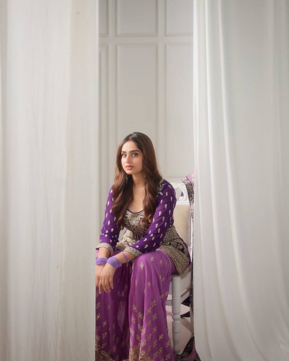 Festive Special Ready to Wear 3 pc Georgette Kurta Sharara Set with Sequins Embroidery - 001FASHIONFORWARD