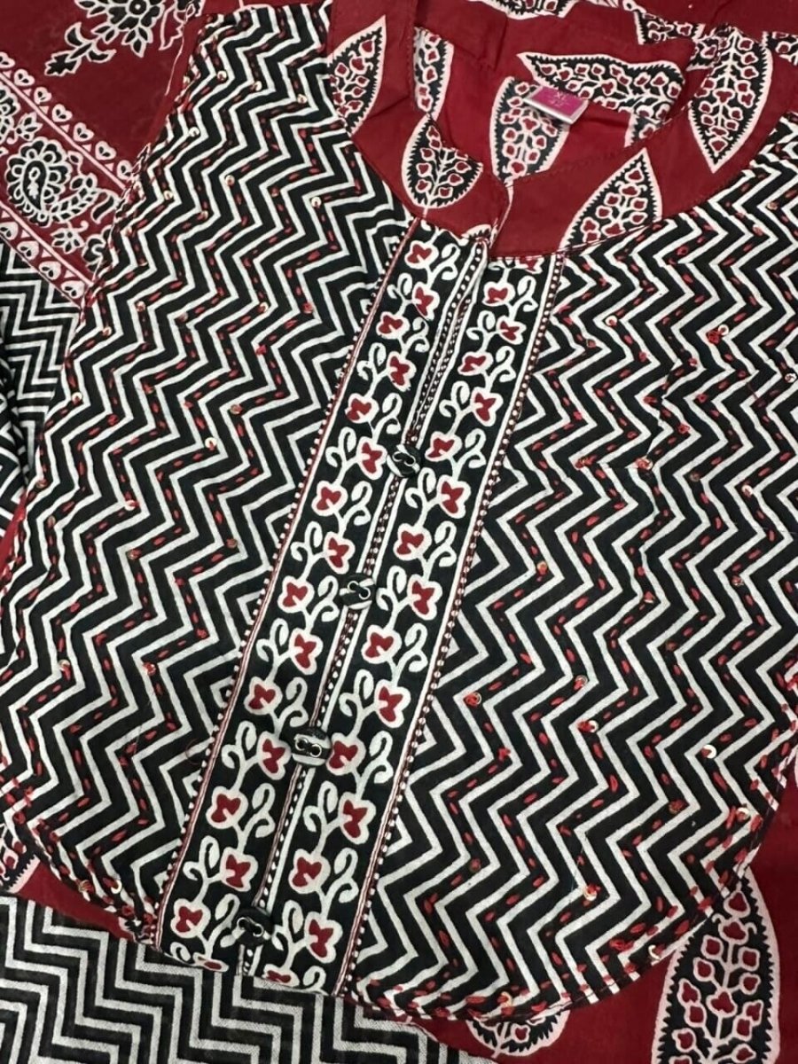 Floral Cotton Printed Anarkali gown Dupatta Front Slit Wear Tunic Kurti Suit - 001FASHIONFORWARD