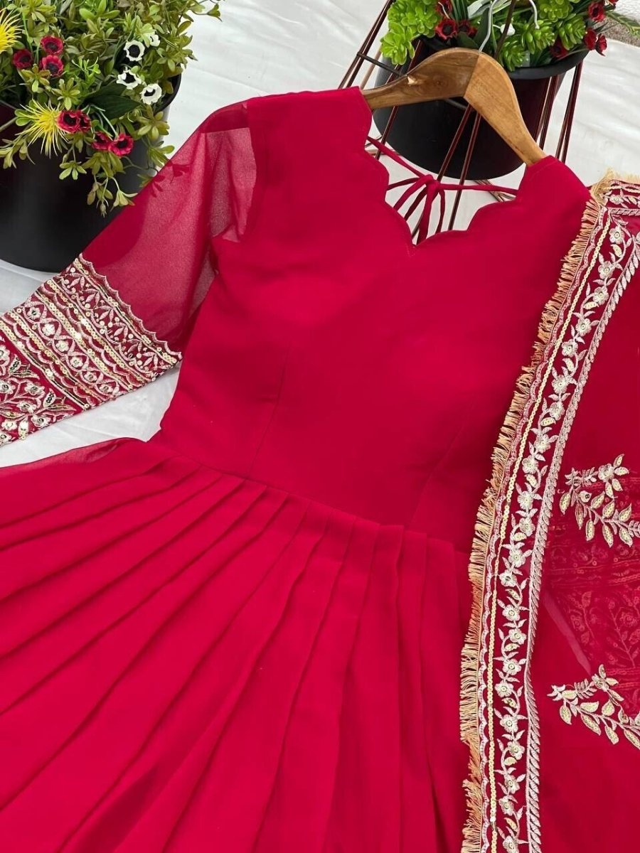 Georgette Pakistani Flared Anarkali full length gown Designer Wedding Party Wear - 001FASHIONFORWARD