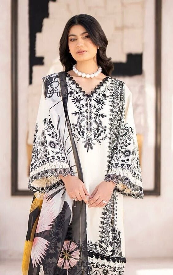 Georgette Salwar Kameez Thread work Party Wear Dress Bollywood Suit Sharara - 001FASHIONFORWARD