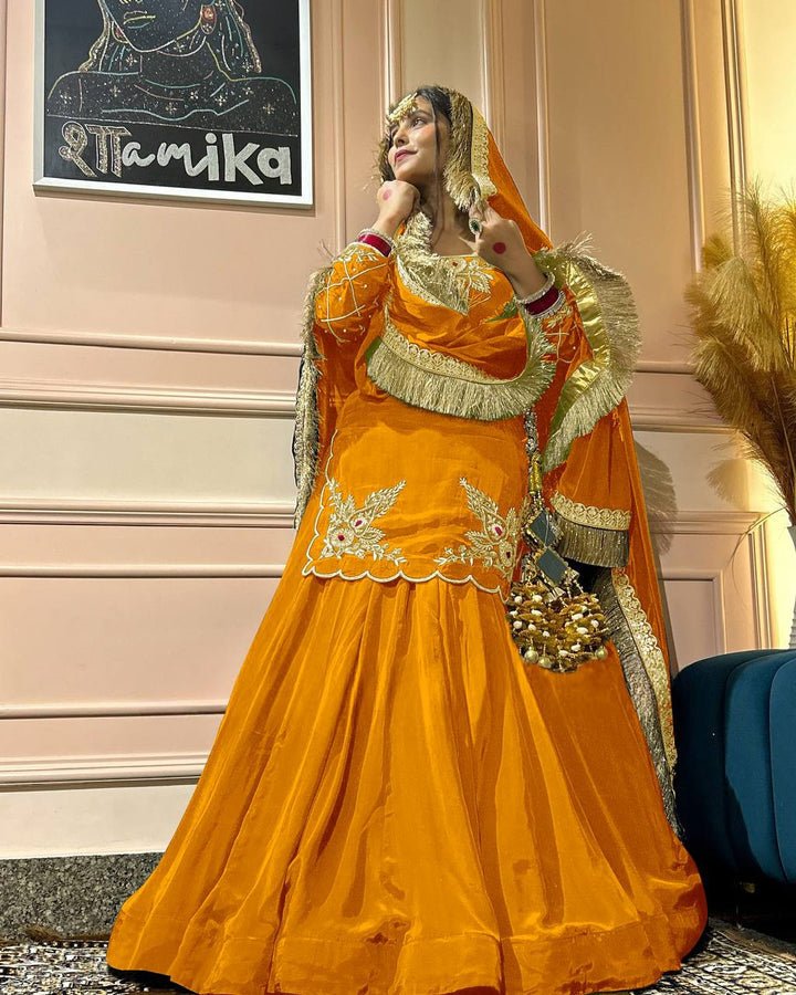 Georgette Sharara suit With Thread Embroidery & Sequin Work - 001FASHIONFORWARD