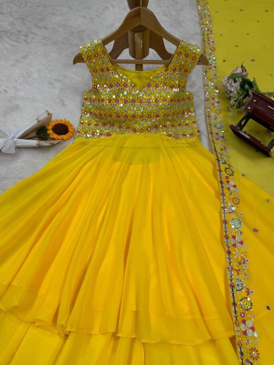 Haldi Outfit for Women - Yellow Plazo Kurti Dupatta Set - 001FASHIONFORWARD