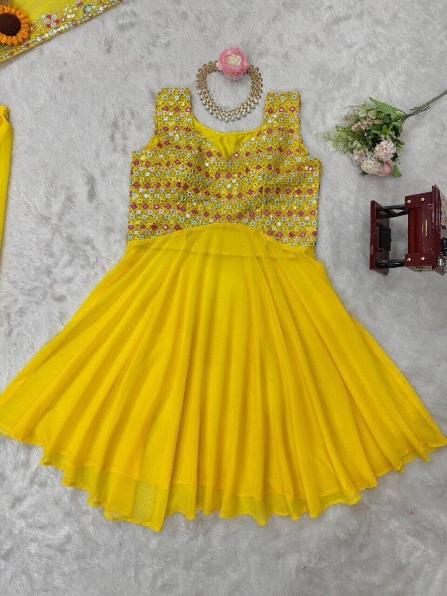 Haldi Outfit for Women - Yellow Plazo Kurti Dupatta Set - 001FASHIONFORWARD