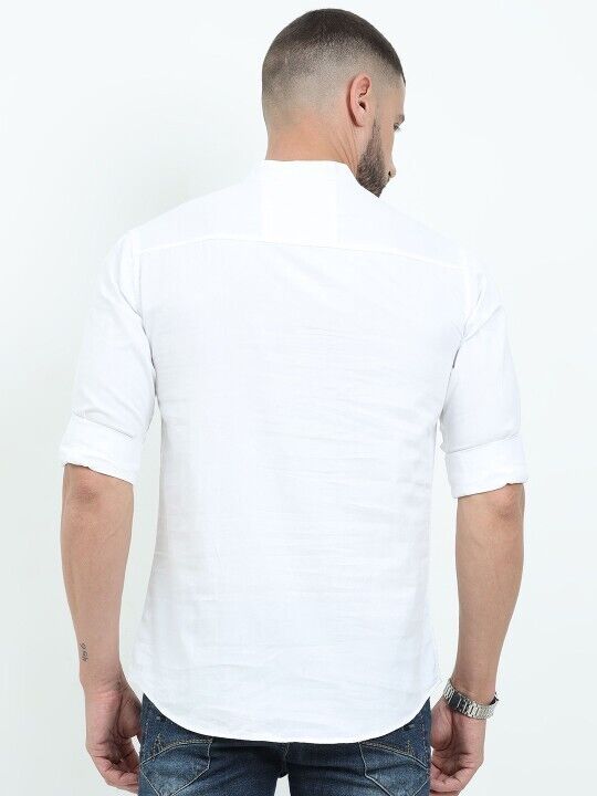 High Quality Men’s Short kurta Shirt Kurta Party Wear Solid White Plus Size - 001FASHIONFORWARD