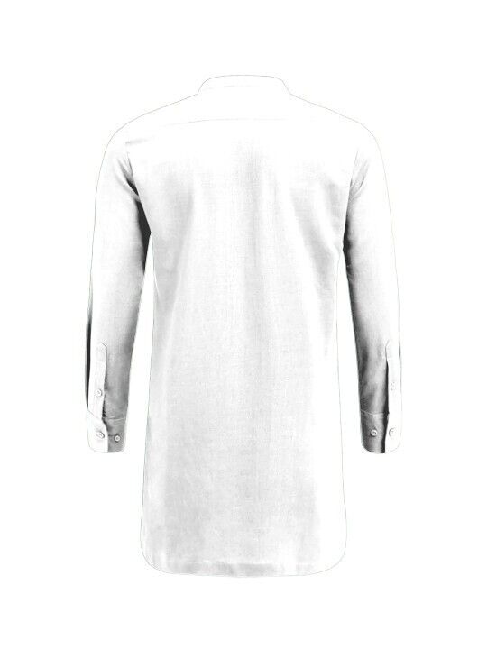 High - Quality Men’s Solid White Long Full Kurta - Party Wear (Plus Size) - 001FASHIONFORWARD