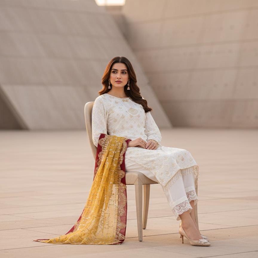 New Readymade Beads work  Embroidered Flared Salwar kameez suit 3 pcs set with pant dupatta for Women / Indian Ethnic Wear/ Kurta Set Dress