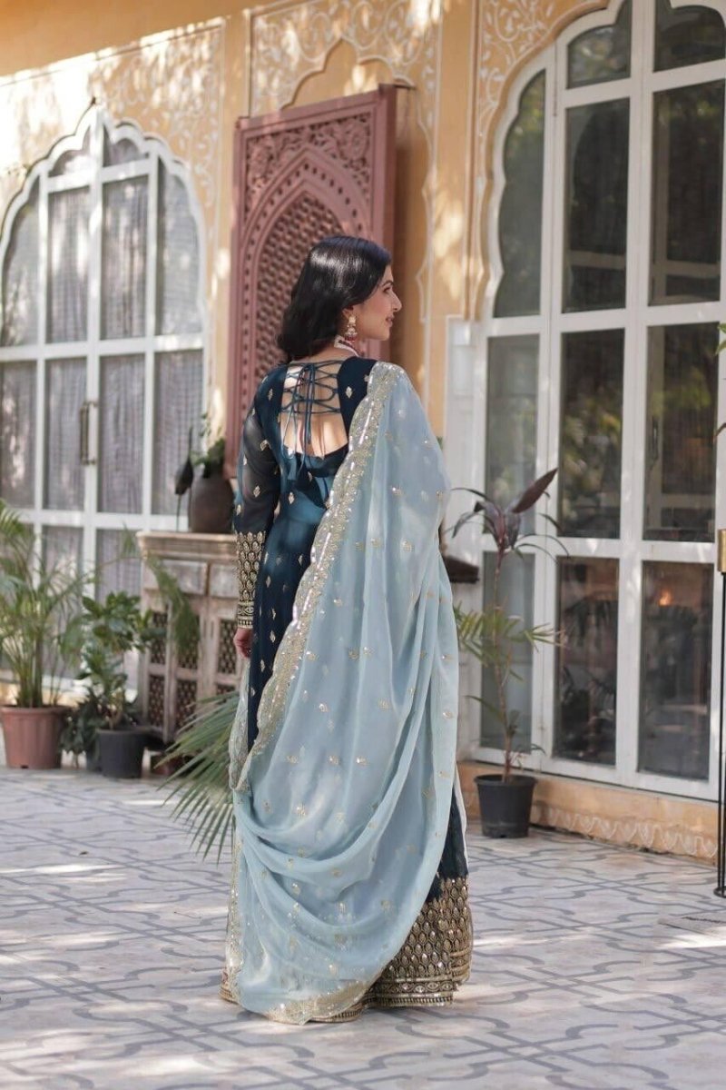 Indian Bollywood Bridal Party Heavy Pakistani Flared Anarkali Wedding Gown - 001FASHIONFORWARD