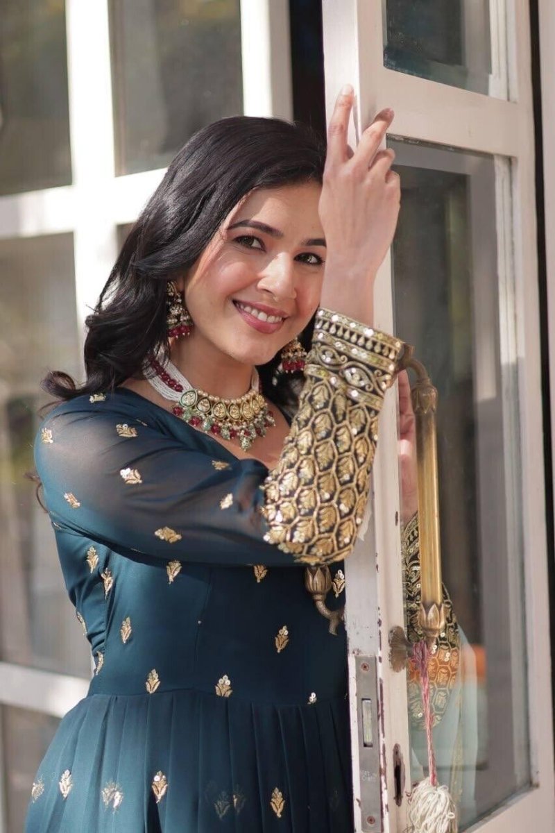 Indian Bollywood Bridal Party Heavy Pakistani Flared Anarkali Wedding Gown - 001FASHIONFORWARD