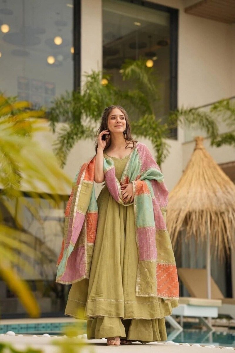 Indian Bollywood Tunic Kurti Designer Party Wear Kurta Flared Anarkali Suit Set - 001FASHIONFORWARD