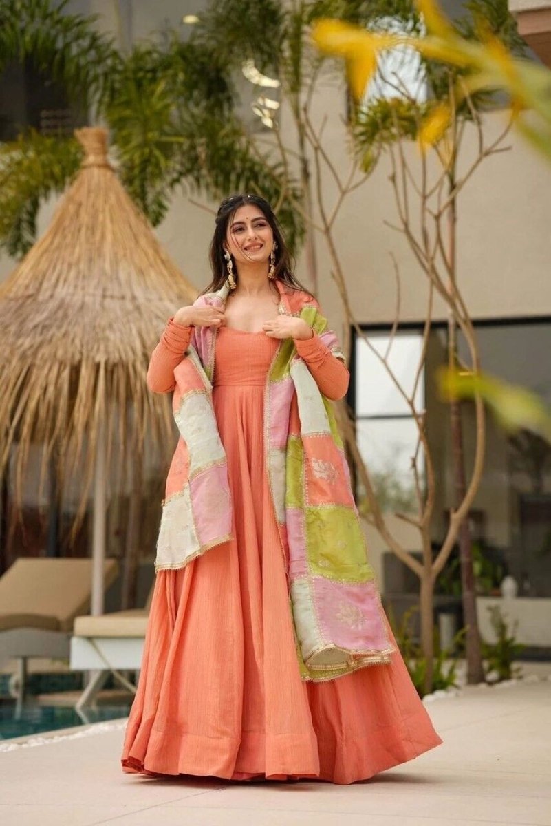 Indian Bollywood Tunic Kurti Designer Party Wear Kurta Flared Anarkali Suit Set - 001FASHIONFORWARD