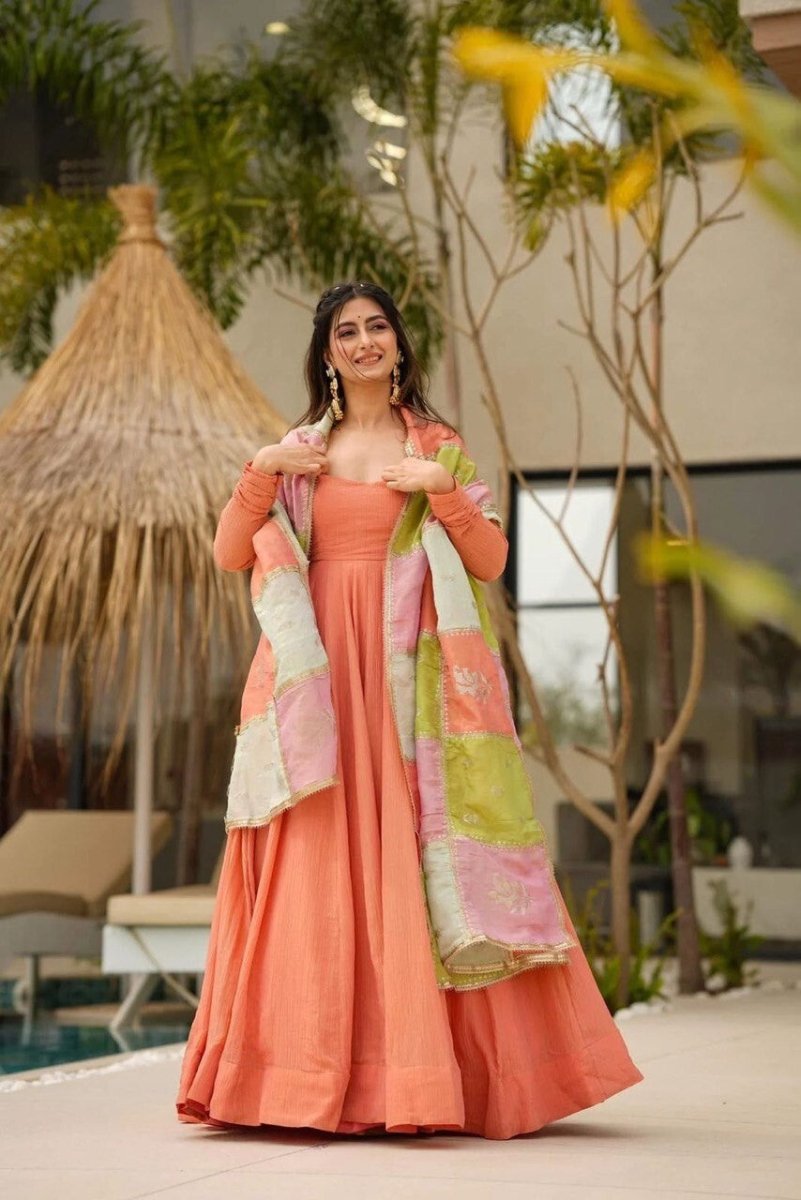 Indian Bollywood Tunic Kurti Designer Party Wear Kurta Flared Anarkali Suit Set - 001FASHIONFORWARD