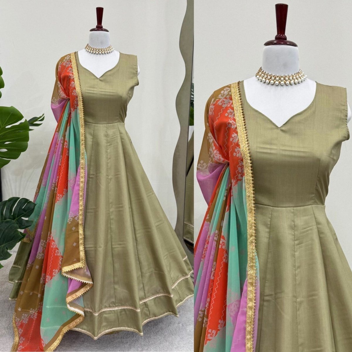 Indian Bollywood Tunic Kurti Designer Party Wear Kurta Flared Anarkali Suit Set - 001FASHIONFORWARD