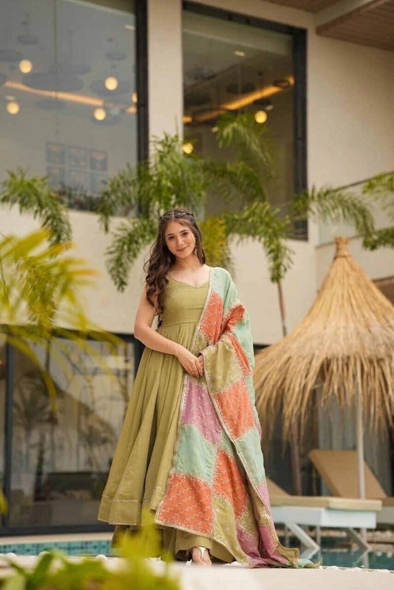 Indian Bollywood Tunic Kurti Designer Party Wear Kurta Flared Anarkali Suit Set - 001FASHIONFORWARD